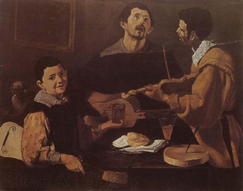 VELAZQUEZ, Diego Rodriguez de Silva y Three musician Spain oil painting art
